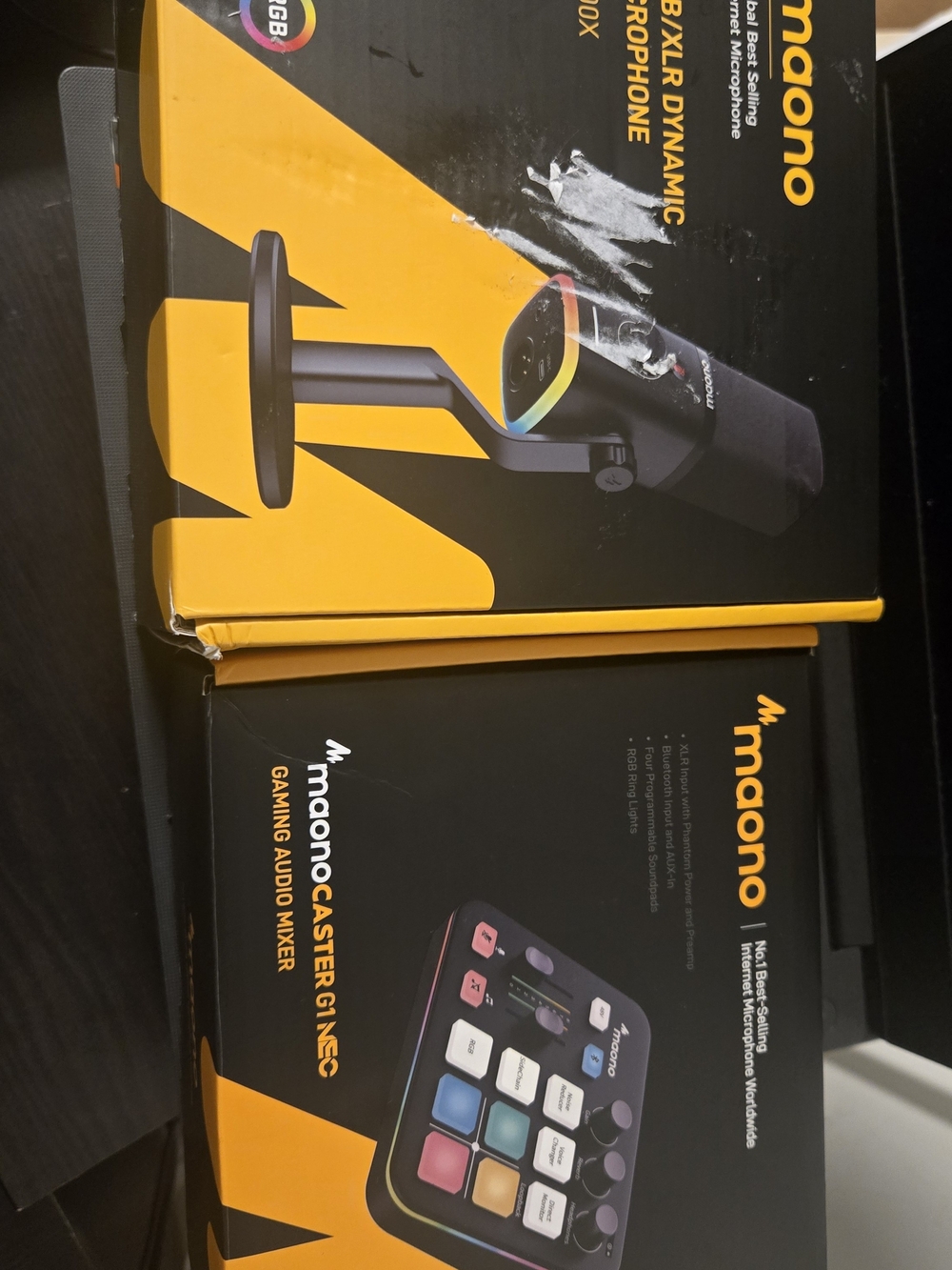 Black and Yellow USB Microphone and Audio Mixer Bundle